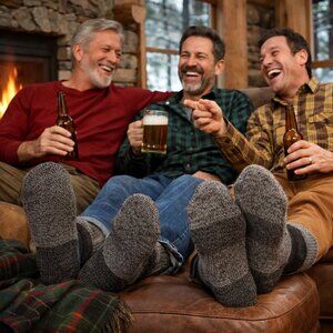 Thick Merino Wool Socks - Set of 3 - Gray/Black - Premium Quality Woolen Socks